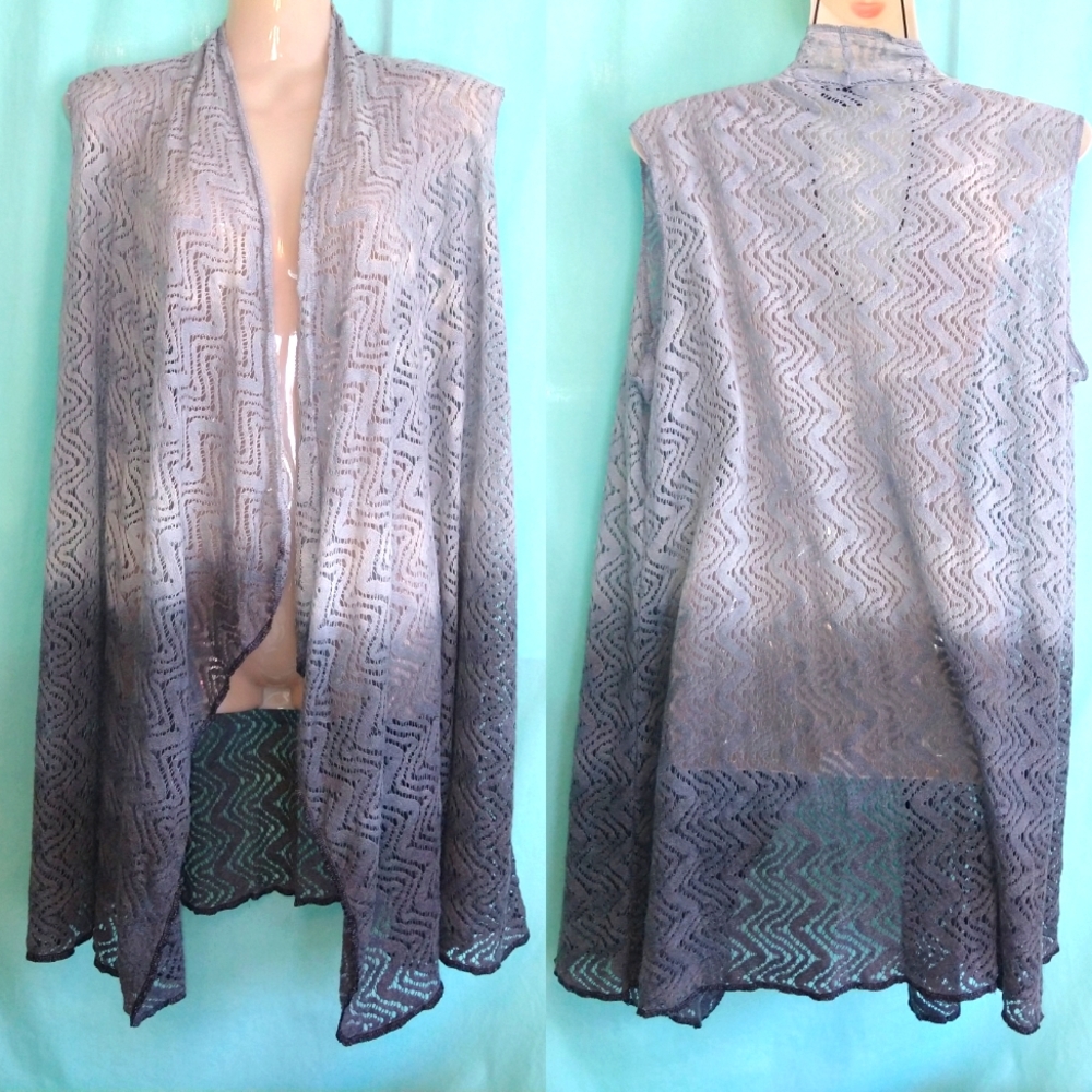 Cyndi Buck Design boho lace ombre gray cardigan M/L